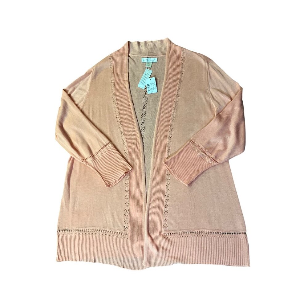Christopher & Banks Cardigan Womens XL Peach Pink Open Front 3/4 Sleeve NEW - Picture 15 of 16